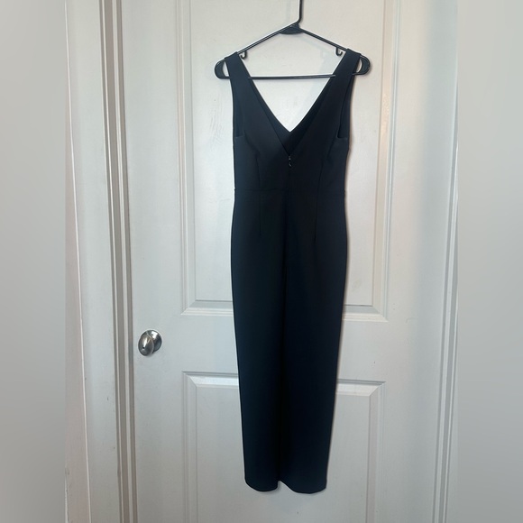 Abercrombie & Fitch Plunge V-Neck Midi Dress Sleeveless Side Slit Crepe Black, S - Picture 11 of 12
